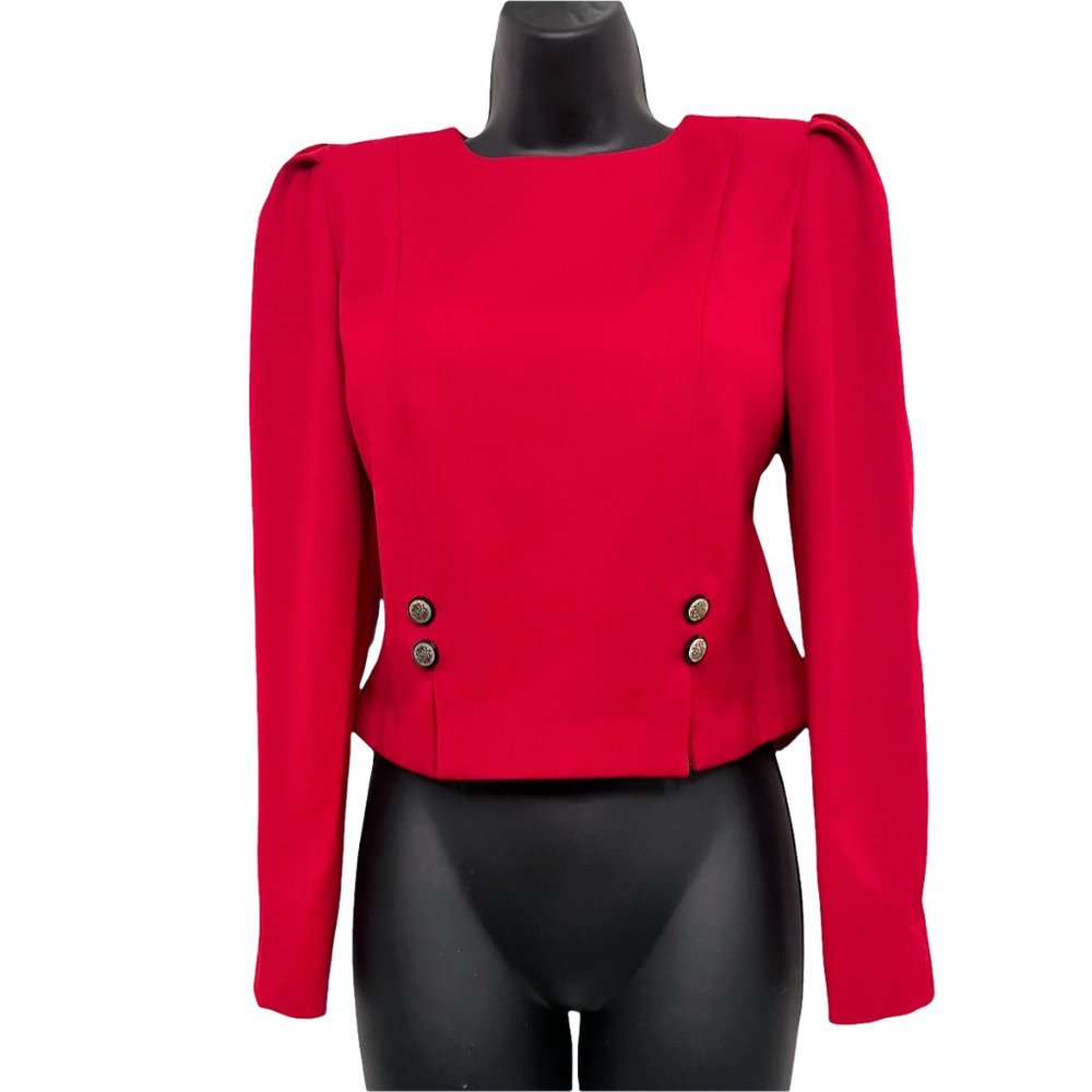 Retro Cropped Fitted Top/Shirt Puff Long Sleeve Button Down The Back Handmade